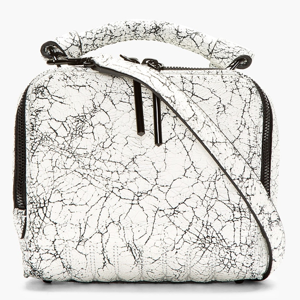 3.1 Phillip Lim Ryder Cracked White Black Small Zip Crossbody Bag